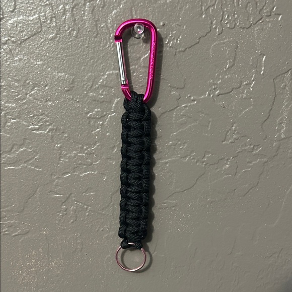 2wenty8 Other - Black Paracord Keychain with Pink Carabiner and Pink Key Ring | 7 inches